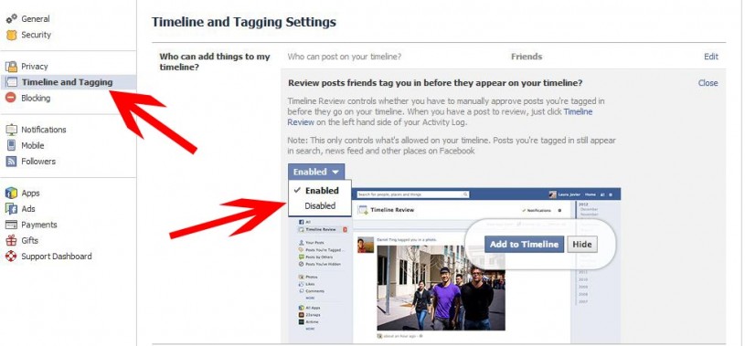 Facebook privacy settings4 timeline and tagging 815x379 Facebooks Graph Search